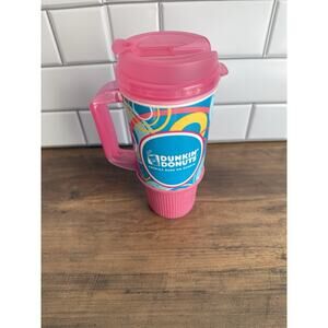 Dunkin Donuts Pink Travel Mug Coffee Tumbler 2015 Whirley Made in USA 20 Oz